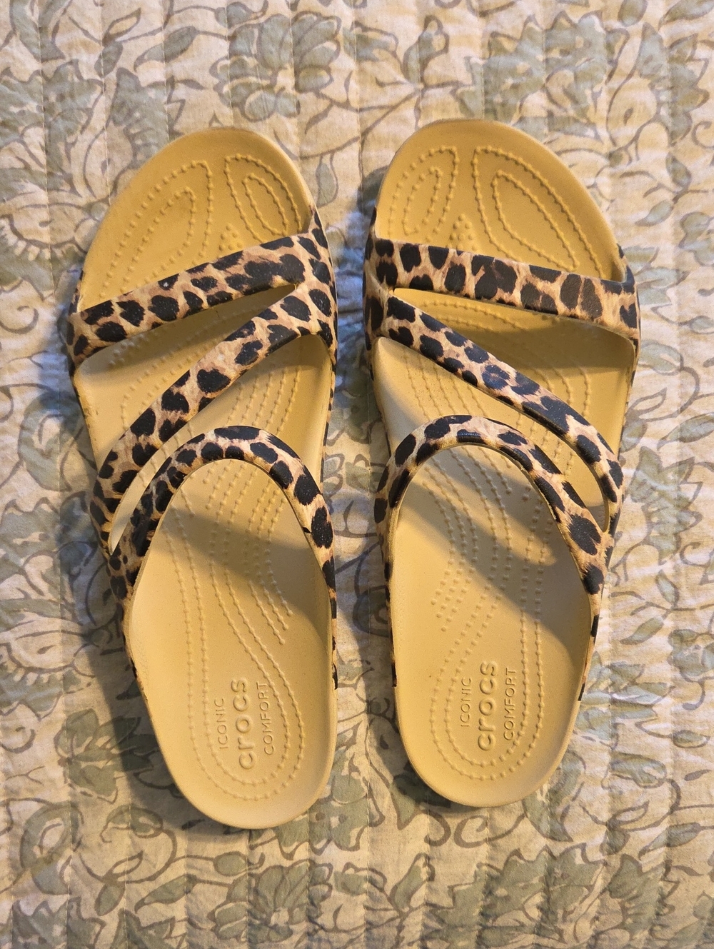 CROCS Leopard-Print Strappy Slide Sandals